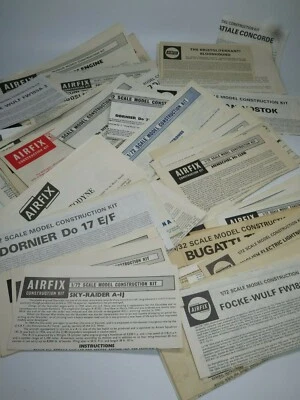 Vintage Airfix Modellino Aereo Kit Istruzioni Fogli 1960s/70s Grande Selezione - Immagine 1 di 4