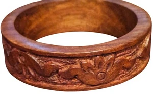 Handgeschnitzter Holz Armreif Armband mittelbraun Schmuck 10"Lx1"B - Bild 1 von 5