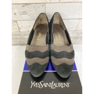Zapatos de salón Yves Saint Laurent gamuza negro gris YSL para mujer US5 / JP22 muy buenos Foto 1 de 4