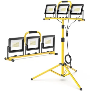 21000LM LED Work Lights with Stand: 3 Head Portable Work Light with 16.5FT Co... - Picture 1 of 9