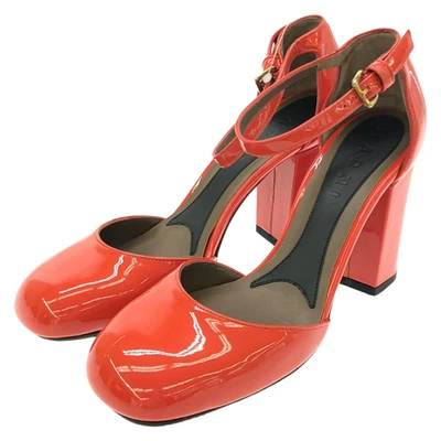 Zapatos de salón MARNI charol con tiras al tobillo punta redonda en naranja [talla EE. UU. 6/VG] LTD de JP Foto 1 de 4