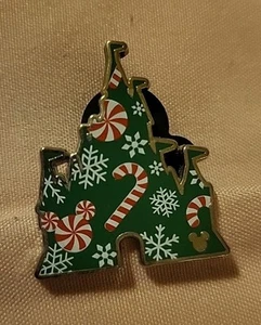 Disney Green Christmas Castle Candy Canes Snowflakes Mints Hidden Pin 3/5 L13 - Picture 1 of 2