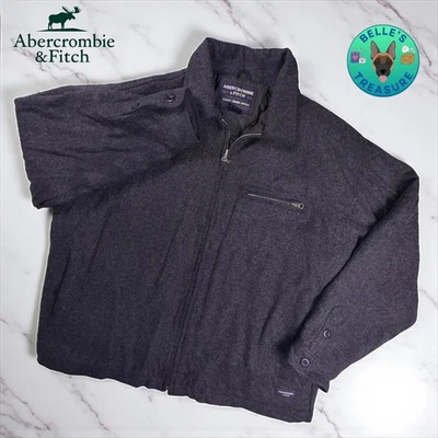 Abercrombie & Fitch Mens Gray Wool Blend Full Zip Jacket Quality Article XL - Image 1 of 4
