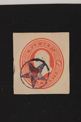US CUT SQUARE OFFICIAL BLUE STAR CIRCLE FANCY CANCEL WAR DEPT UO22 RED OR UO36 V - Image 1 of 3