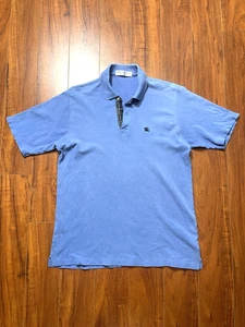 Vintage Burberrys Piqué Polo Blau Hemd Nova Check Größe L Made in England 29x21 - Bild 1 von 5
