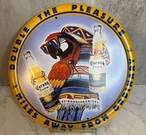 VTG Corona Extra Circular 12" Metal Beer Sign "Double the Pleasure..Miles From." - Picture 1 of 2