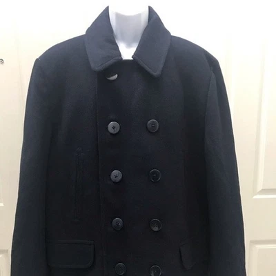 NUEVO Abrigo wTag-J.CREW Factory Azul Marino Mezcla Lana XL Foto 1 de 4