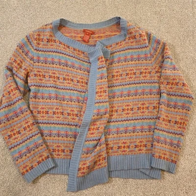 Cárdigan Suéter Sundance Fair Isle Talla M Multicolor Drapeado Lana de Cordero Cachemira Foto 1 de 4