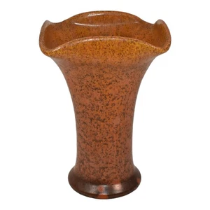 Muncie 1920s Vintage Art Deco Pottery Bittersweet Orange Ceramic Vase U-8 - Picture 1 of 6