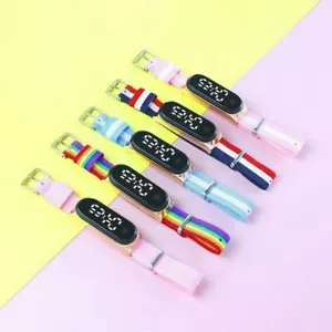 Uhr Digital LED Sport Nylon Armbanduhr Regenbogen Jungen Mädchen Kinder Herren Frauen - Bild 1 von 11