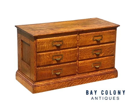 ANTIQUE ARTS & CRAFTS TIGER OAK 6 DRAWER FILE CABINET / HARDWARE CABINET Cover