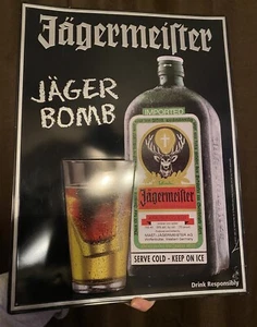 Metal Jagermeister Jager Bomb Bar Wall Sign Embossed Metal 18” x 13 1/2” - Picture 1 of 5