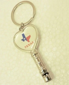 Texas State Safety Whistle Key Ring Silver Key Chain New 3 1/2x1 inch - Picture 1 of 4
