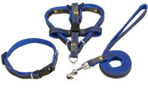 3 Piece Set Dog Adjustable Harness and Leash Color Blue 2.0×120 Cm Polyester - Picture 1 of 1