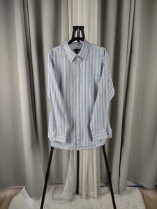 Van Heusen Studio Blue, White, Green, Brown, Striped Shirt Size 17-17 1/2 - Picture 1 of 14