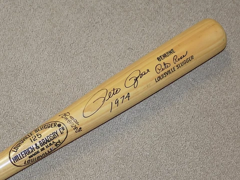 Pete Rose H&B Signed Game Bat 1974 Cincinnati Reds R190 Cover