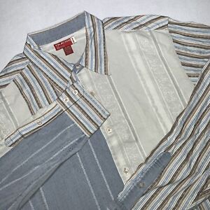 Guess Red Label Button Shirt Mens XL Blue & Gray Patchwork Design