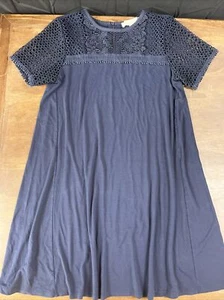 Vestido Ann Taylor Loft PETITES Azul Marino Encaje Columpio Pequeño SP Rayón Spandex - Imagen 1 de 14