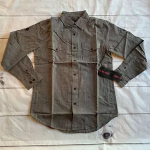 Camicia uomo Independent Skate Co. grigio medio manica lunga bottoni tasche LOGO - Foto 1 di 6