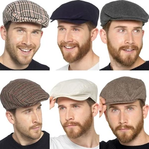 Gorras planas para hombre espina de arenque lino mezcla de tweed panadero niño Gatsby sombrero de periódico - Imagen 1 de 21