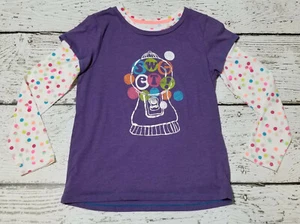 GAP KIDS 12 14 16 Girls Purple Sweet Bubble Gum Machine Shirt Polka Dot Top EUC - Picture 1 of 4