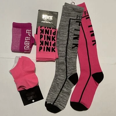 Calcetines Victoria Secret LOVE PINK hasta la rodilla, tobillo y 1/4 6 pares - ¡NUEVOS! Foto 1 de 4
