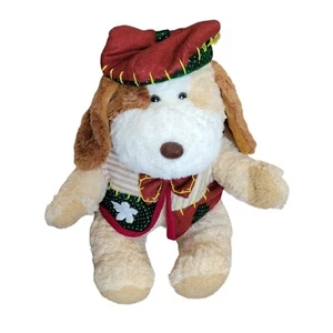 Vintage 1999 Holiday Friends Christmas Tan Dog Plush Stuffed Animal Toy 18" - Picture 1 of 11