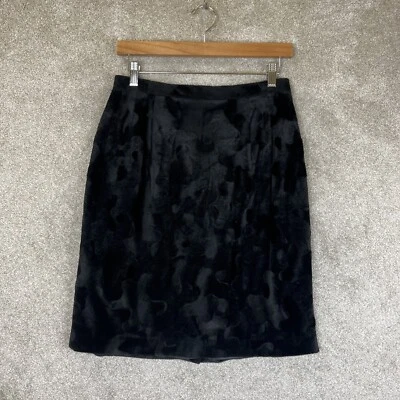 Falda Plaza South Vintage Mujer 10 Terciopelo Negro Lápiz Trasero Cremallera Forrada - 2454* Foto 1 de 4