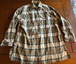 Camisa Ralph Lauren Para Hombres Mediana Franela Cuadros Cremallera Completa Exterior Madrás 100% Algodón - Imagen 1 de 15