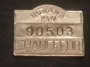 1941 State of Indiana Licensed Chauffeur Badge - Picture 1 of 2