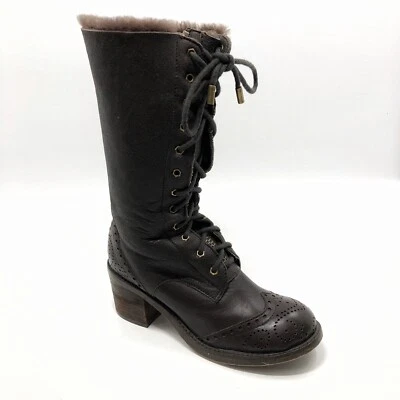 Botas de Montar Kelsi Dagger Cuero Marrón Talla 6.5 Cremallera Lateral Moda Puntas de Ala Foto 1 de 4