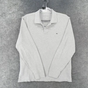 Vineyard Vines Shirt Mens Medium Polo Long Sleeve Gray w Whale Logo Casual - Picture 1 of 13