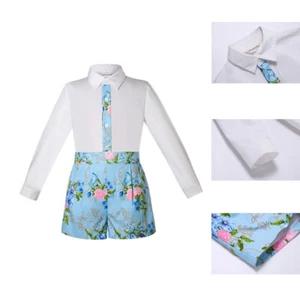 Formal Party Clothes for Boys Gentleman Outfits Shirt + Shorts Size 2 3 4 5 6 8 - Picture 1 of 13