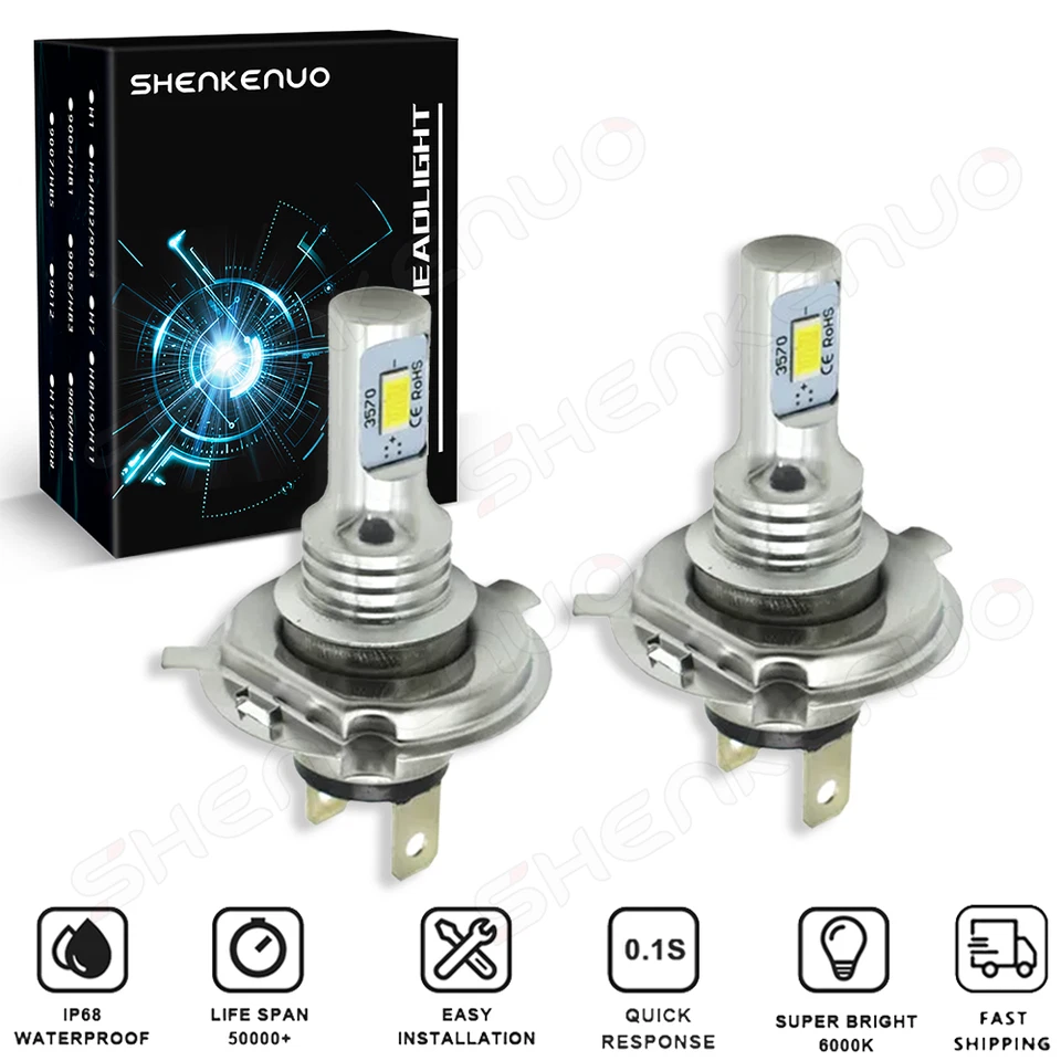 9003 H4 LED Headlight Bulbs Kit 10000W 1000000LM Hi/Lo Beam Super Bright White - Изображение 1 из 4