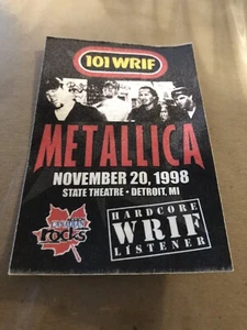 Vintage Metallica November 20,1998 Backstage Pass *WRIF* State Theatre Detroit - Picture 1 of 2