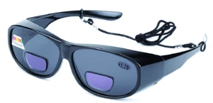 Bifocal Polarised Sports Sunglasses Black Fishing UV400 Wrap Eye Protection - Picture 1 of 2