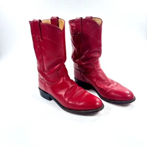 Justin Boots Womens Size 7 A Red Roper Cowboy Western Leather Made in USA 3035 - Picture 1 of 9