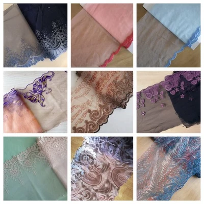 10 YARDS Tulle Lace Combo- 9 Assorted Pattern 6-8" Wide Floral Embroidered tt078 - Image 1 of 4