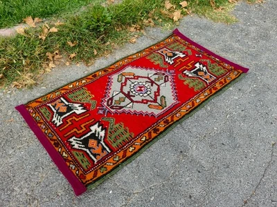 Vintage Hand Knotted Oushak runner ,Turkish Runner rug wool runner boho runner - Image 1 of 4