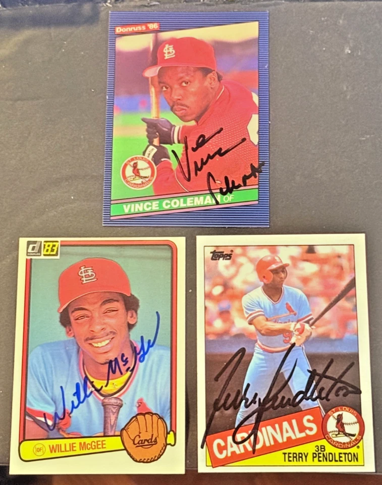 (3) ST LOUIS CARDINALS EN TARJETA AUTOS DE NOVATO - con McGEE, V. COLEMAN, T. PENDLETON Foto 1 de 2