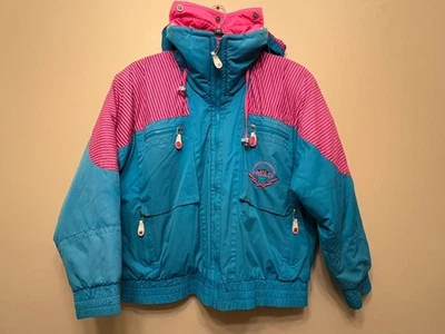 HEAD Sports винтажный синий розовый неоновый цвет блок лыж куртка 90-х винтажный женщин 14 - Изображение 1 из 4