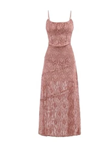 No Boundaries 2-Pc Lace Corset Top And Maxi Skirt Dusty Rose Size L (12-14) - Picture 1 of 4