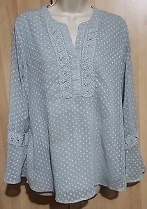 Womens Dressy Blouse Top Light Blue Lined V Neck Size Small Krazy Kat Brand... - Picture 1 of 12
