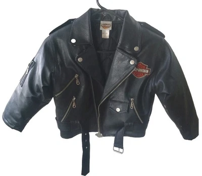 Harley Davidson Kids Motorcycle Leather Jacket Black Size 7 - Image 1 of 4