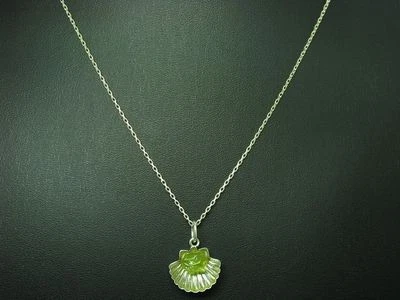 925 Argento Sterling Collana Pendente con Peridoto Ricoperto / Vero / 46,0cm - Immagine 1 di 4