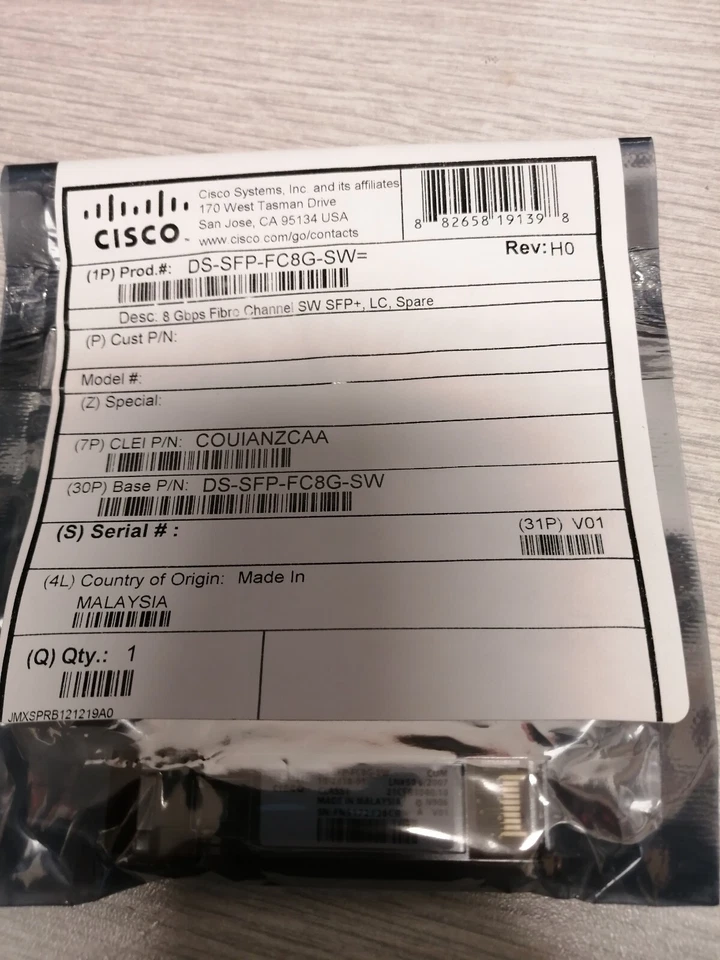 Transceptor de canal de fibra 34X Cisco DS-SFP-FC8G-SW 8Gb onda corta SFP+ Foto 1 de 1