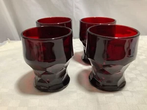 Anchor Hocking Royal Ruby Red Georgian Honeycomb 3 1/4" 5 Oz Tumbler Set of 4 - Picture 1 of 8