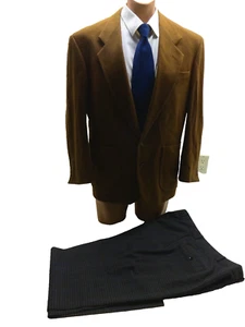 Traje Oscar De La Renta Para Hombres Cabello Camel Abrigo Deportivo Pantalones a Cuadros 40S, 36X27 Pantalones - Imagen 1 de 5