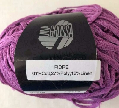 LANA GRSSA - BULKY WEIGHT -  COTTON/LINEN EYELASH YARN - COLOR PURPLE - Image 1 of 2