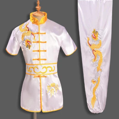 Silk Chinese Kung Fu Taichi Uniform Shaolin Wushu Suit Clothes Dragon Embroidery - Image 1 of 4